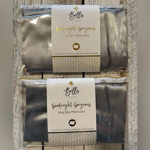 New In Package Bella IL Fiore Satin Gray Pillow Case Set (2 included) King Size